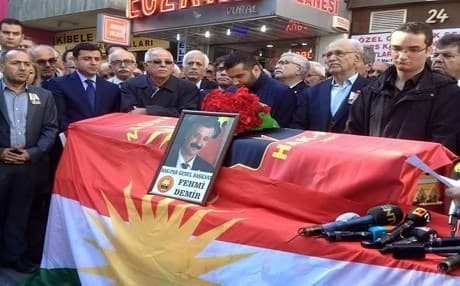 Kurdish leaders attended HAK-PAR president’s funeral Tuesday. Photo: Rudaw. 