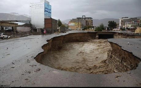 Aftermath of flooding in the province of Ilam. Photo: Iranian News websites. 