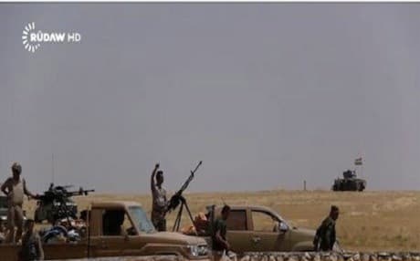 Screen grab of Peshmerga forces on the Gwer frontline. Rudaw footage. 
