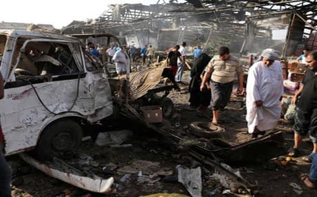 More than 60 people have been killed and over 100 injured after ISIS militants detonated a truck bomb in a busy marketplace in Baghdad, Iraq in August. Photo: AP