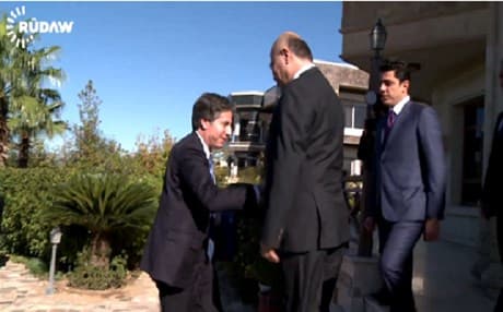 A screen grab of Antony Blinken with Barham Salih prior to  Monday's meeting. Rudaw footage 
