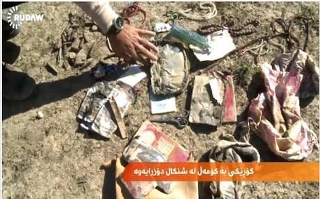 A mass grave believed to contain the remains of 80 Yezidi women was discovered by Kurdish forces in Shingal. Photo: Rudaw