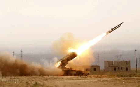 Iraqi forces fire a rocket during an operation to retake the Baiji oil refinery. AFP file photo.