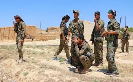 YPG fighters in the outskirts of the Kurdish canton of Afrin. Photo: YPG media