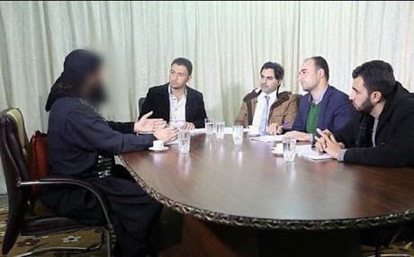 A screen grab of the Mohammad Jolani interview with the Arab journalists. 
