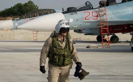 A Russian Air Force (VVS) pilot is seen in Syria Photo: AP