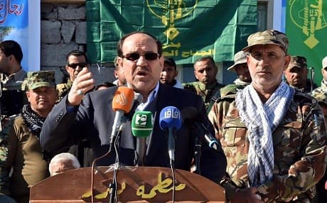  Iraqi Vice President Nouri al-Maliki addressing the Shiite militia during a vist to their base near Baghdad, Dec. 10. Photo: Maliki Facebook page 