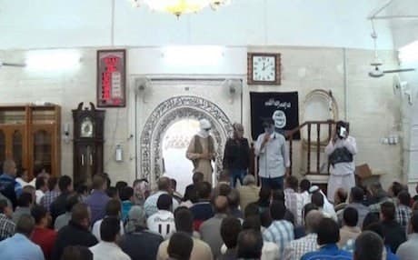 Prayers at a mosque in Mosul. Photo: Islamic State social media accounts.  