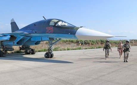 Russian Sukhoi SU-34 at Latakia. Photo: Russian military 