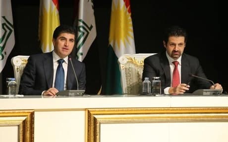 Prime Minister Nechirvan Barzani (left) with his deputy Qubad Talabani. 