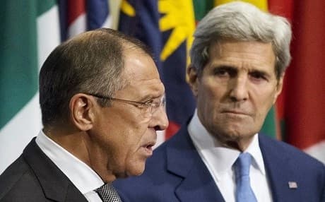 US Secretary of State John Kerry with his Russian counterpart Sergei Lavrov. AFP photo
