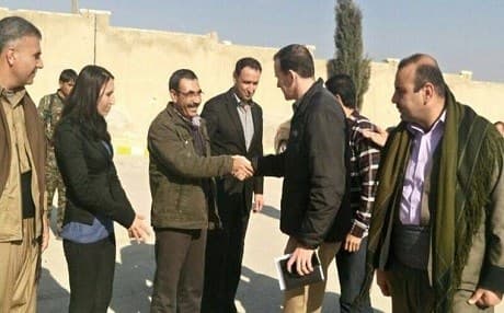 US special envoy to the anti-ISIS coalition Brett McGurk with YPG leaders in Kobani. Photo: CBS