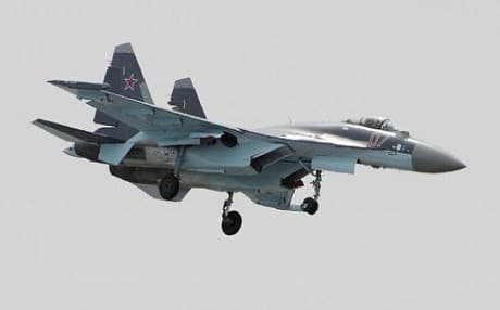 The Russian-made Sukhoi SU-35 military jet. AFP Photo. 