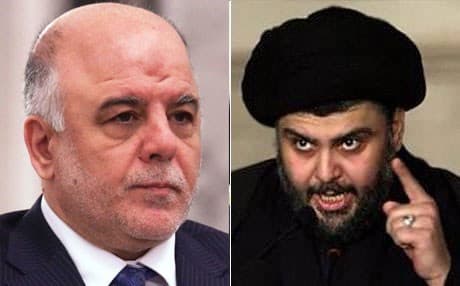 Iraqi Prime Minister Haider al-Abadi (L) and Muqtada al-Sadr. 