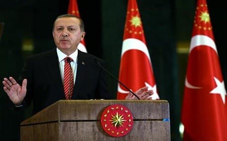 Turkish President Recep Tayyip Erdogan at a meeting at the presidential palace in Ankara. Photo: AP