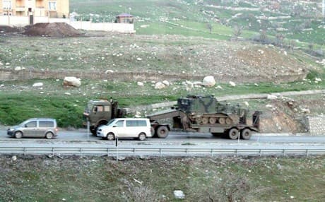 Turkish army convoys en route to the towns of Nsebin and Gavari.Photo: Rudaw 
