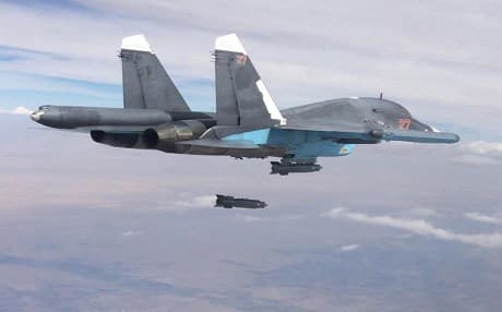 A Russian warplane  carrying out  air strike over Syria. Photo: The Russian military