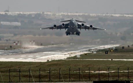 US Air Force transport plane in Turkey's Incirlik Air Base. AP Photo.