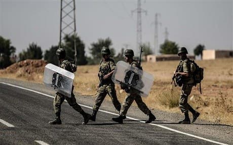 Turkish soldiers near the Turkey-Syrian border post in Sanliurfa, in September last year. AFP Photo. 
