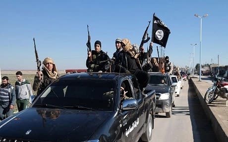 ISIS militants in north Syria. AP Photo. 