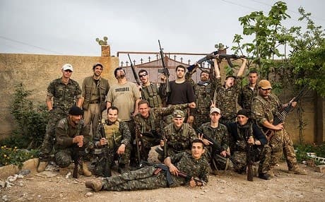 A group of international volunteers fighting with the YPG. Photo: Uygar Onder Simsek/AFP