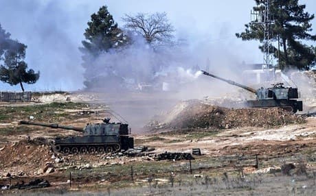 Turkish artillery guns. AFP Photo. 
