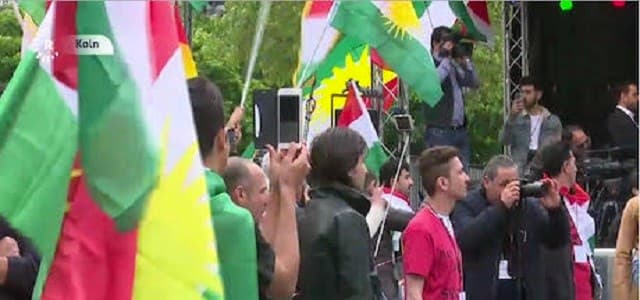 Kurds from across Germany gathered in the city of Cologne to ‘condemn’ the Sykes-Picot treaty that divided their land a century ago.. Rudaw photo.
