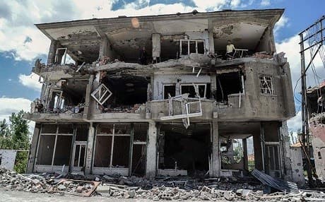 The town of Gavar, located at the juncture Turkey’s borders with Iraq and Iran, was largely destroyed after weeks of clashes between security forces and the PKK. Photo: AFP
