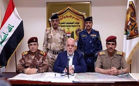 Iraqi Prime Minister Haider al-Abadi announced the recapture of Fallujah on TV Friday.