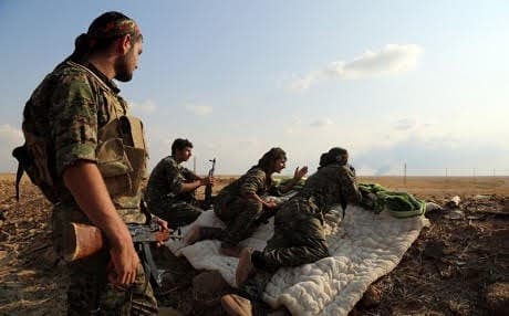 Members of the Syrian Democratic Forces (SDF) at an outpost near Manbij in the initial stage of their offensive against the ISIS-held town, Feb. 2016. Photo: AFP