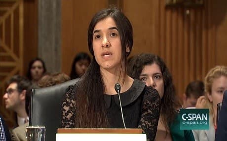 Nadia Murad testified before the Senate Homeland Security and Government Affairs Committee in Washington on Tuesday. 