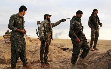 Kurdish-led Syrian Democratic Forces (SDF) anti-Islamic State fighters. 