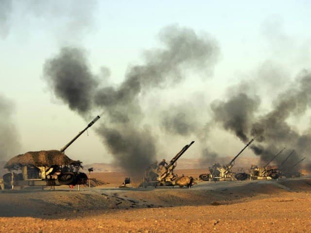 Iranian artillery guns. AP file photo. 