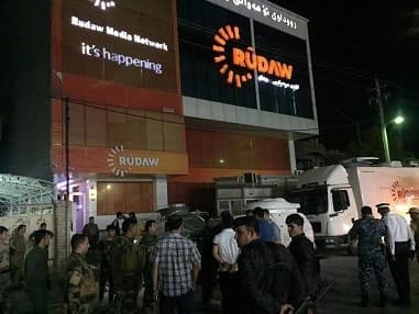 Aftermath of bomb attack on Rudaw building. June 24, 2016. Rudaw photo.