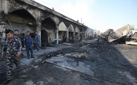 AFP photo of the attack on the Shiite shrine in Balad, north of Baghdad.