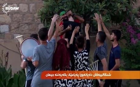 Artists and actors are rehearsing ahead of the events next week in commemoration of the Yezidi genocide.Photo: Rudaw screenshot.