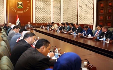 Abadi meeting political figures and government officials from Nineveh province. Official photo
