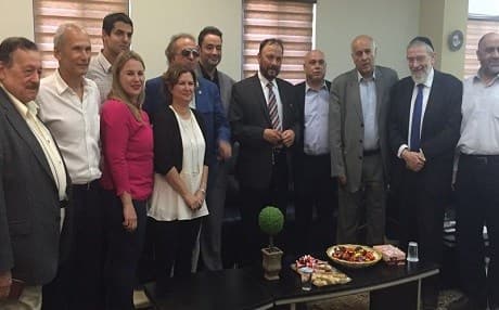 Retired Major General Anwar Eshki (centre, with striped tie) and a delegation met with members of the Israeli Knesset on July 22, 2016. Photo: Twitter 