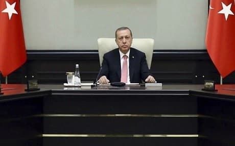 Turkish President Recep Tayyip Erdogan chairing a meeting of the National Security Council at the Presidential Palace in Ankara on July 20. Photo: AFP/handout 