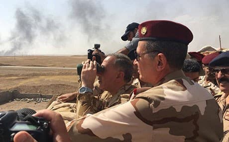 Iraqi Defense Minister Khalid al-Obeidi south of Mosul on August 8, 2016. Photo: official. 