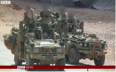 This photo shows British commandos patrolling the Al Tanaf base eastern Syria. 