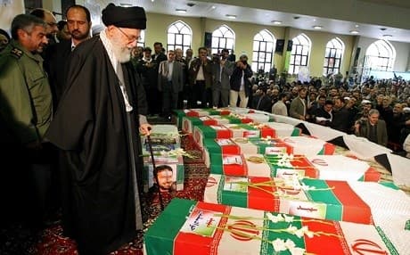 Iran's Supreme Leader Ayatollah Ali Khamenei pays tribute to soldiers killed in the war in Syria. AFP photo