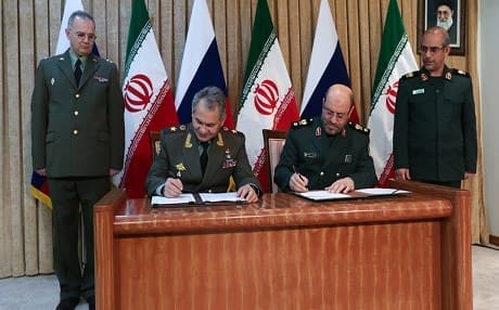  Russia’s Defense Minister Sergei Shoigu and his Iranian counterpart Hossein Dehghan signed an agreement to expand military ties in Tehran Iran. Jan. 2015.  Photo: Russian Defense Ministry