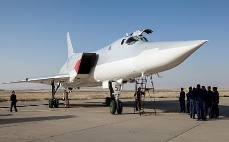 Russian Tu-22 bomber at Iran's Hamadan airbase. AP photo. 
