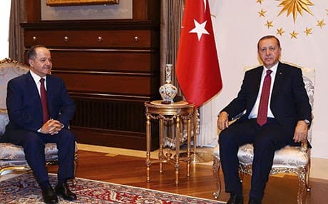 Kurdish President Masoud Barzani met with Turkish President Recep Tayyip Erdogan in Ankara Tuesday