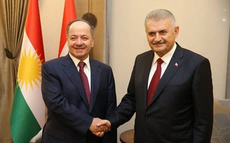 Turkish Prime Minister Binali Yildirim with President of the Kurdistan Region Masoud Barzani in Ankara. Official photo