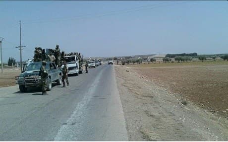 FSA advances southwest of Jarablus, aiming to reach the town of Albab. Photo: Syrian Coalition on twitter