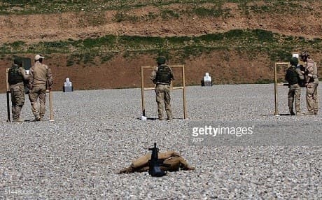 Peshmerga receive training from Dutch and German forces on the outskirts of Erbil earlier this year. Photo: AFP