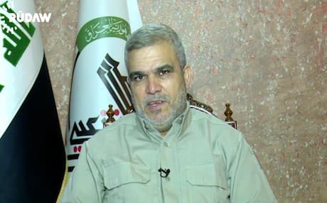 Karim Nuri spokesperson of the Shiite Hashd al-Shaabi organization. Photo from Rudaw video