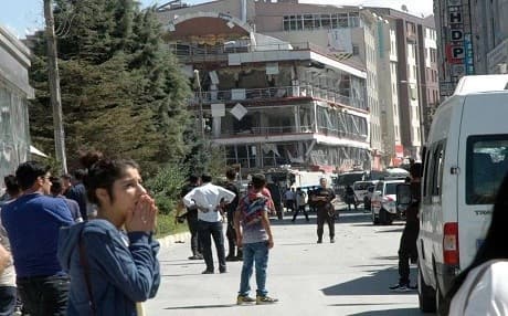 The aftermath of Monday's car bomb attack on the eastern Turkish city of Van. AP photo. 